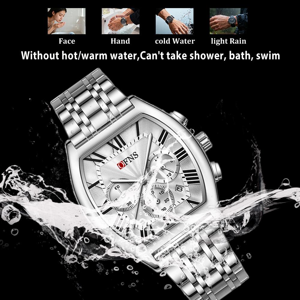 Men's Business Leisure Watch Date Chronograph Steel Quartz Wristwatches Strip Zinc Alloy Case Tempered Glass Mirror
