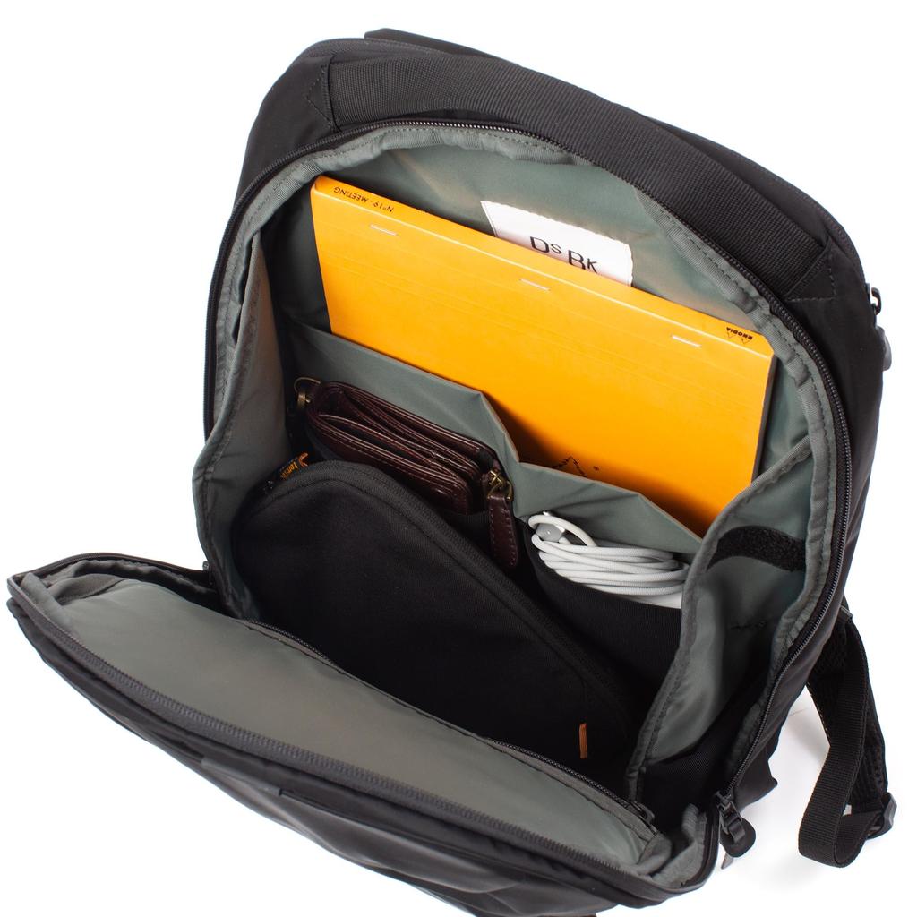 DSBK Solid-Backpack JXF-3430 (Black), 12L Backpack with 14-inch Laptop Storage, Water-Repellent, High-Density Nylon Twill