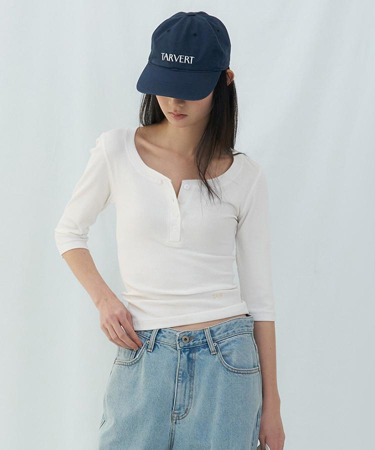 Tabert Elbow Sleeve Ribbed T-Shirt - White White/Free