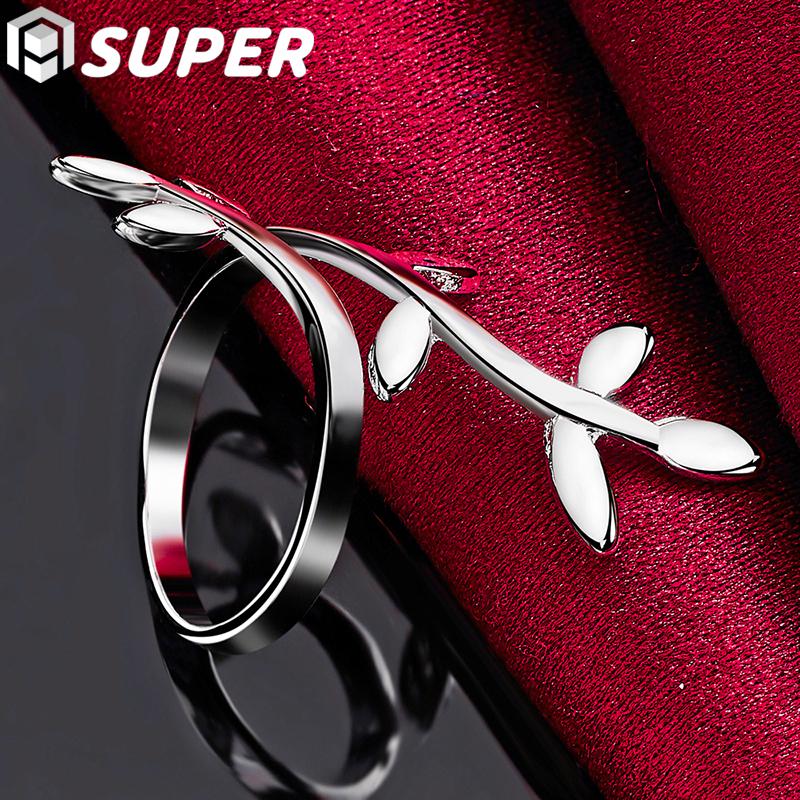 Nastavitelný prsten ve tvaru listu 925 Sterling Silver Módní svatební šperky