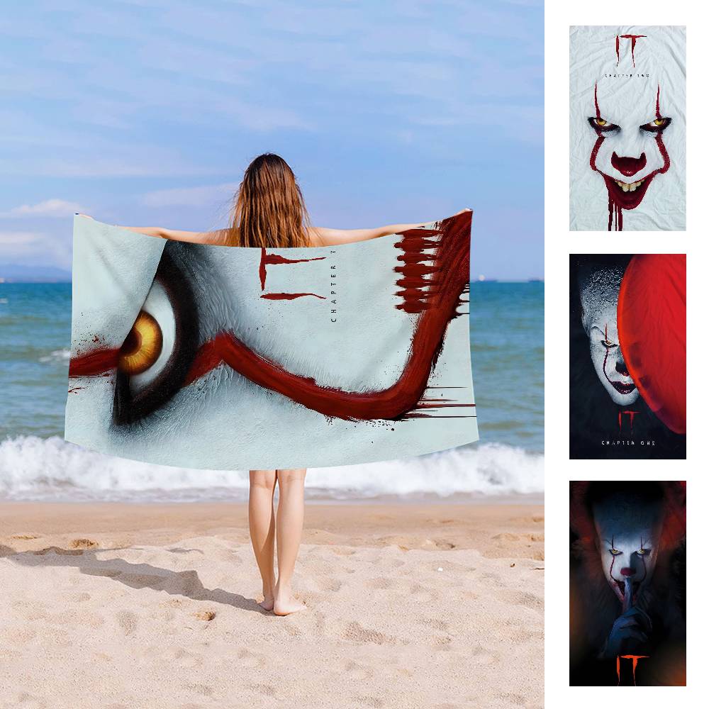 Movie I-It P-Pennywise Clown Vintage Classic Beach Towel Colorful Bath Towels for Girl Microfiber Quick Dry Custom Spa Gym Pool