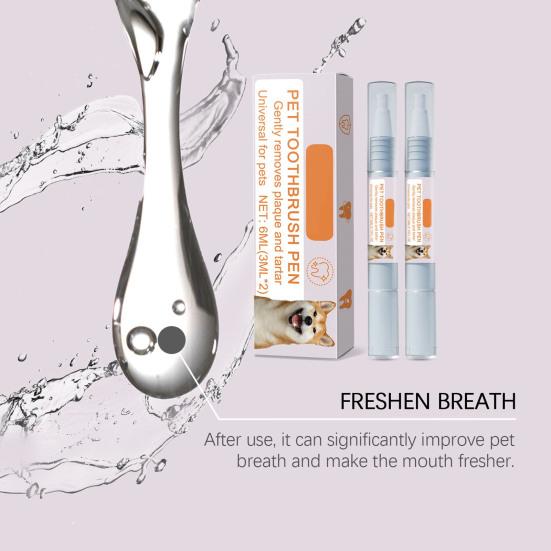 Yousheng 2 Pcs Pet Toothbrush Pen Teeth Cleaning Whitening Kit Breath Freshener Tartar Removal Dental Care Toothbrush Pen for Dogs Cats