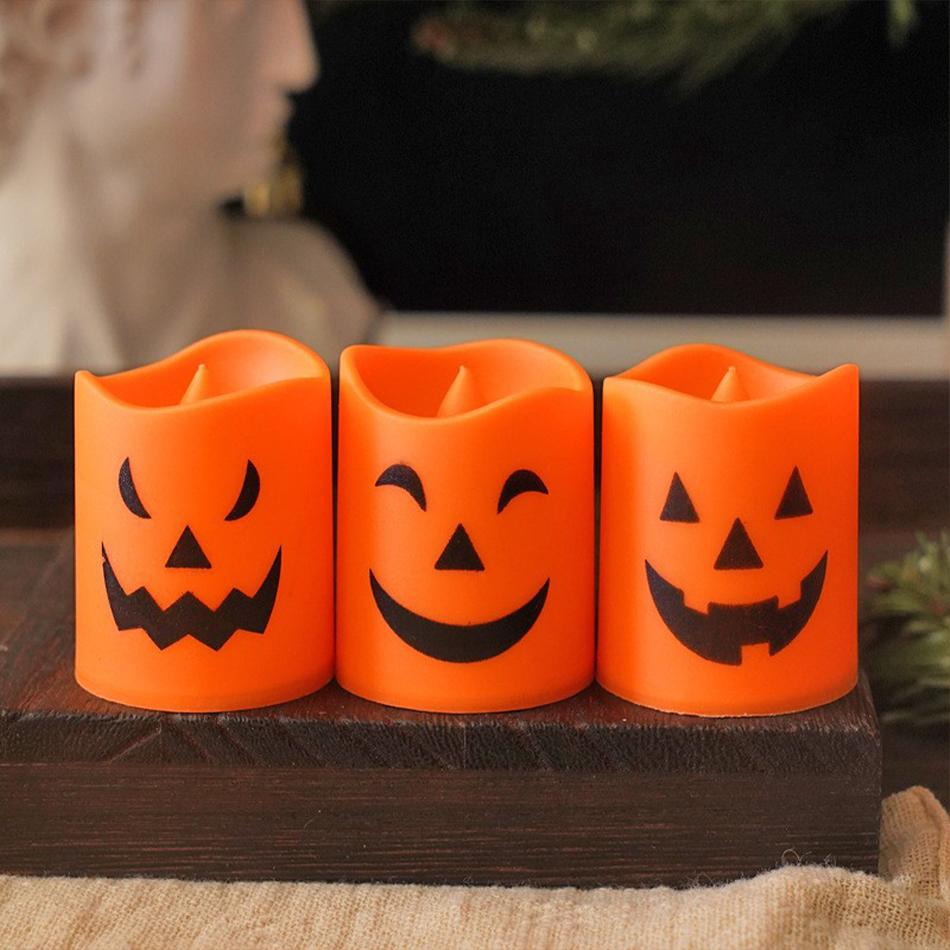 1-6p Pumpkin Lantern Candle Light Halloween Skull Ghost Face Lamp Kids Gift For Bedroom Garden Party Decoration Atmosphere Light