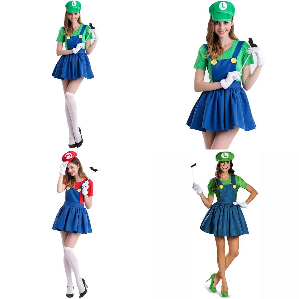 Elegant Luigi Workmen Skirt Version Costume For Women With Perfect Stitches