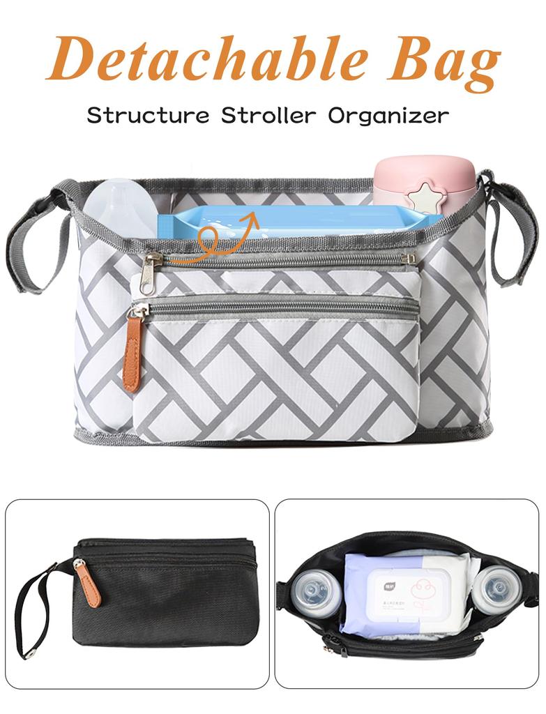 Wózek Duży Schowek na Pieluchy Smartfon Wieszak [Maeau] Torba, Pojemność, Wodoodporny, Saszetka, Kieszeń, Wielofunkcyjny, Łóżeczko/Wózek #C