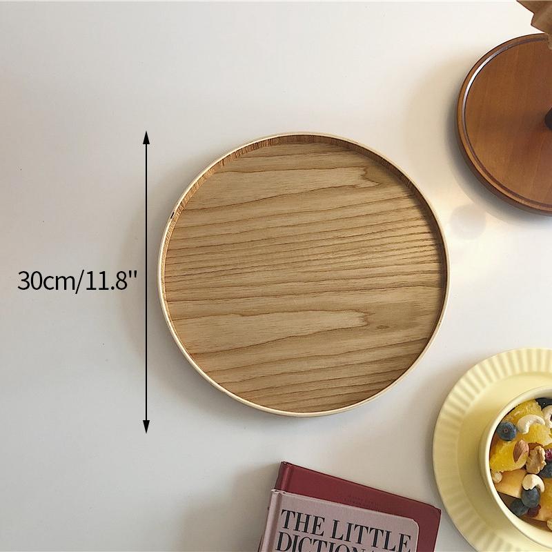 Table Decoration Tray Wooden Round Tray Decorative Trays Snack Plate Sundries Display Organizer Desktop Decorative Plate