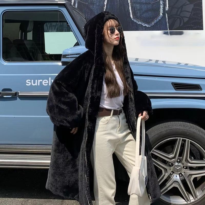 Winter Oversize Faux Fur Coat Winter Jackets Long Fur Jacket Hooded Overcoat Women Parka Thick Warm Plush Coat