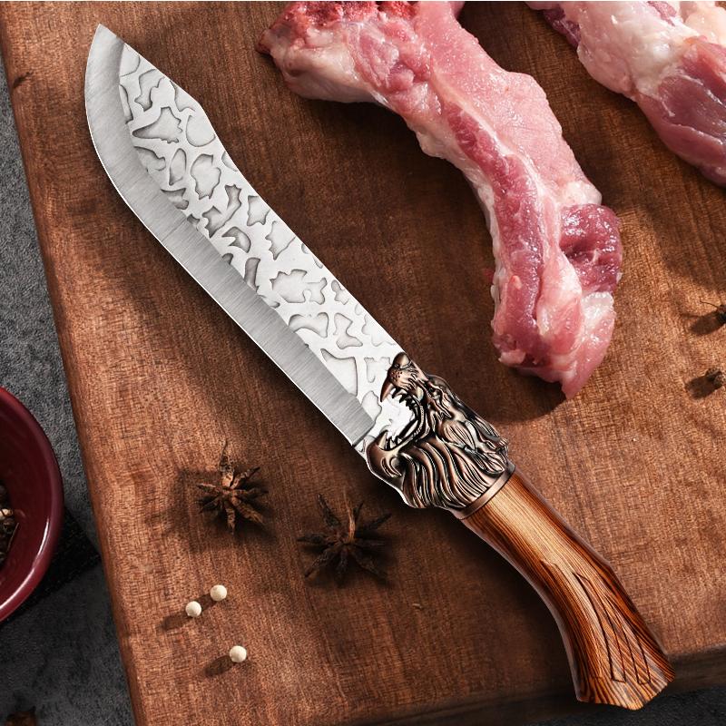 4pcs Stainless Steel Hand Forged Kitchen Knife Boning Knife Killing Pig Knife with Sharp Butcher Knife Fruit Knife