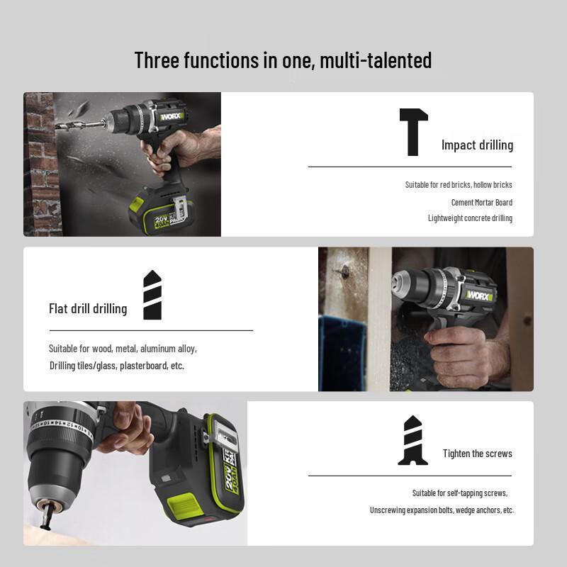Worx WE217 20V Brushless Cordless Impact Drill CN Plug (adapter Included)