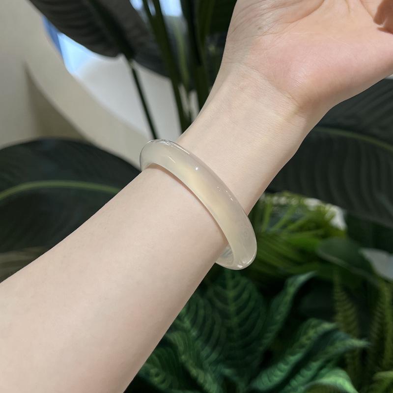 Champagne Gold Agate  Moonlight Jade Chalcedony Women s Bracelet
