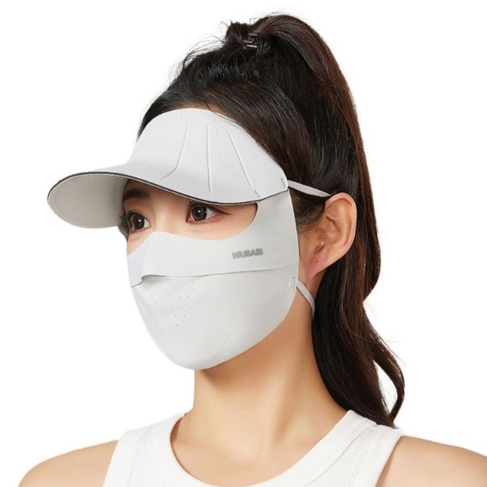 

UV Resistant Hat Face Sunscreen Mask Breathable Summer Face Cover Ice Silk Face Mask Fishing светло-серый