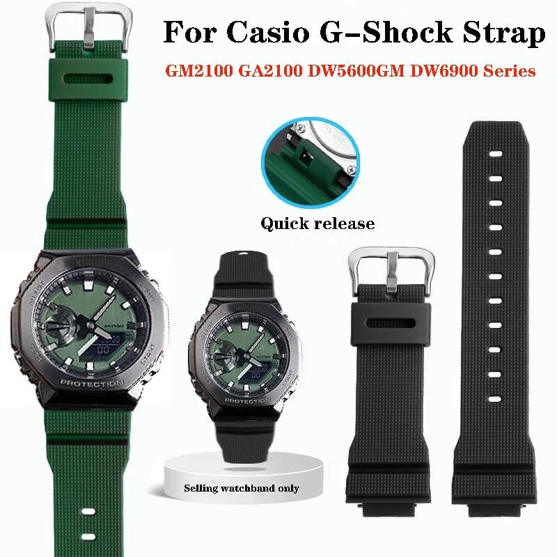 Prémiový gumový řemínek k hodinkám Pro Casio G-Shock GM2100 GA2100 DW5600GM GA 2100 DW6900 silikonové řemínky doplňky 16mm