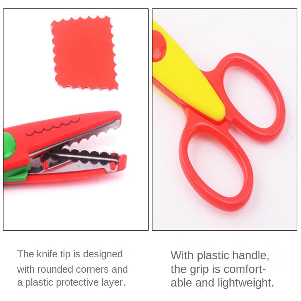 Kids Paper Craft Scissors 6 Cutting Patterns Curved Edges DIY Decorative Cartoons Lace Scissor Scrapbook Album Photos