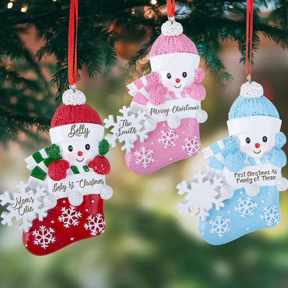 Resin Xmas Tree Hanging Pendants Decorative Christmas Sock Pendant Christmas