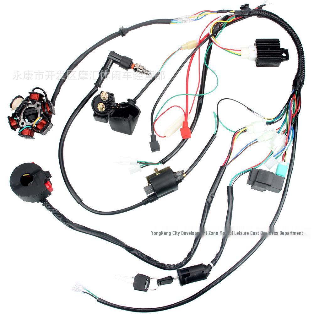 ATV Off-road Motorcycle Dune Buggy Wiring Harness Kit for 70-110CC with 6-Level Coil Ignition CDI