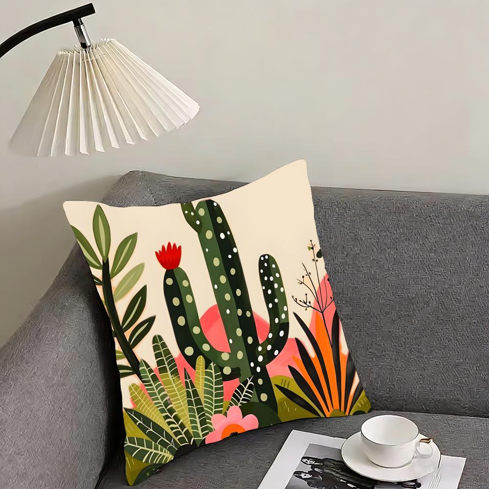 Cactus Fashion Cushion Cover Pillowcase Ultra Soft Skin Friendly Fabric Cloud Like Comfort Concealed Zipper