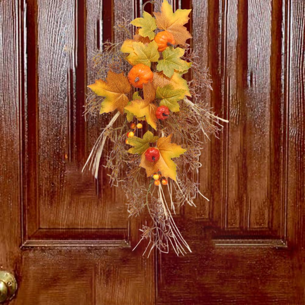 50cm Leaf Pumpkin Halloween Door Hanging Rattan Garden Wall Hanging Garland For Home Party Decoration