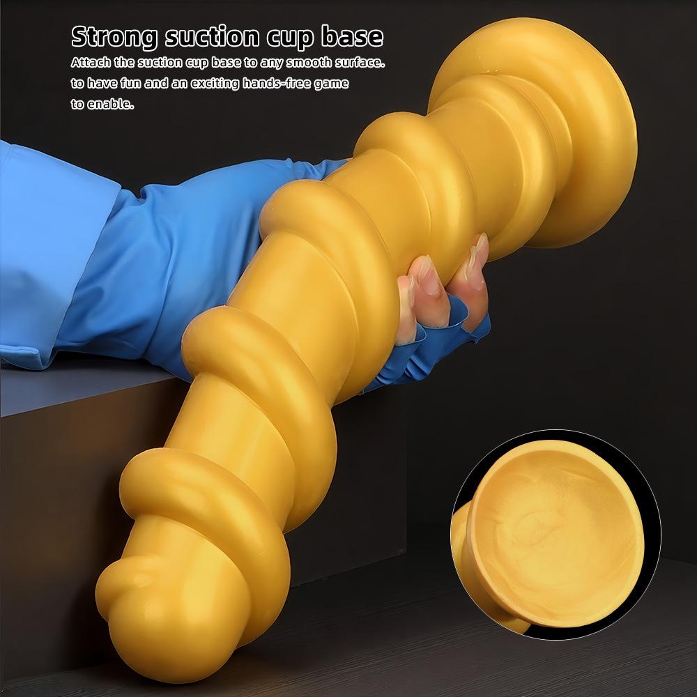 Golden Silicone Oversized Long Thread Masturbation Chrysanthemum Anus Anal Plug for Men and Women  Large Expansion Device for Anal Sex Products