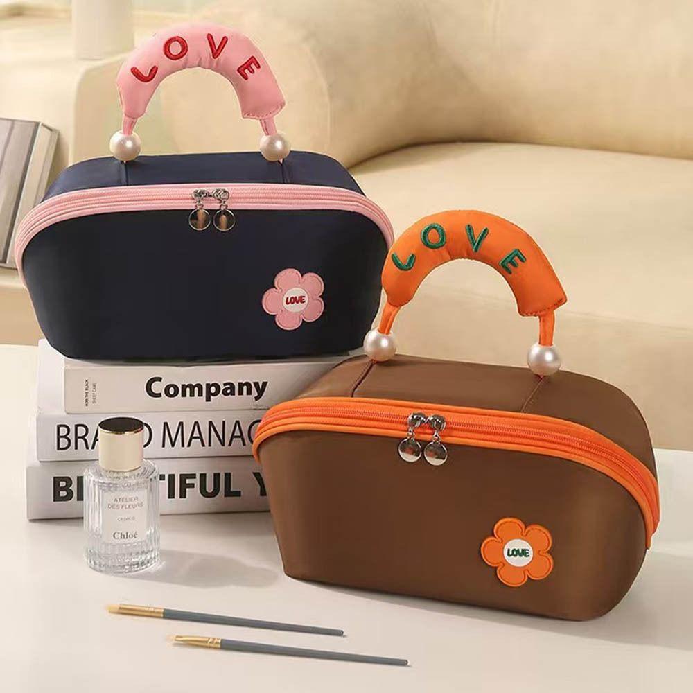 

Large Capacity Cloud Pillow Makeup Bag Pearl Wash Bag Fashion Handheld Cosmetic Bag Girls помаранчевий