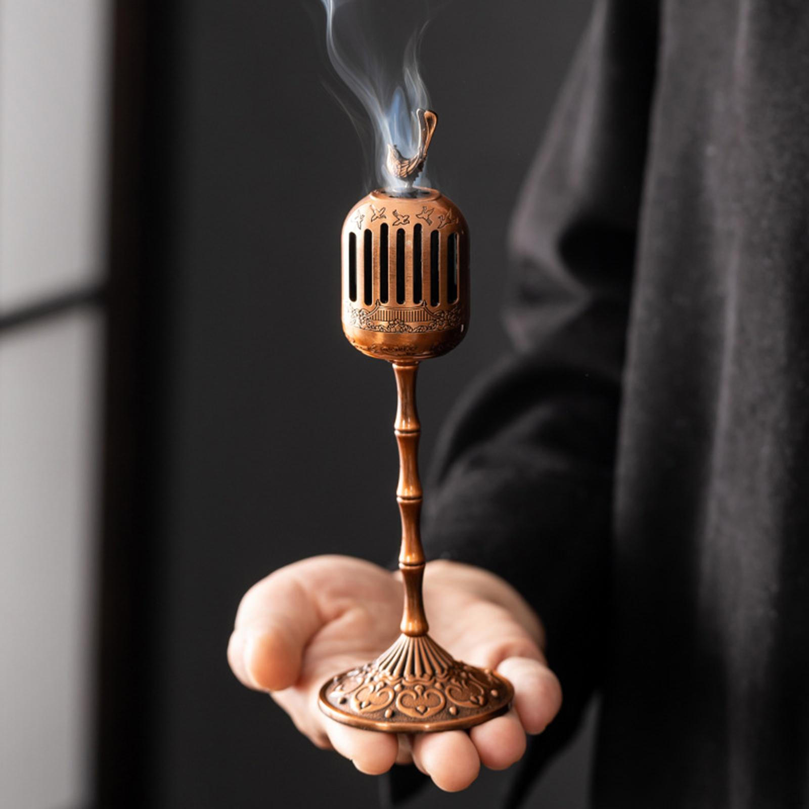 

Подставка для горелки Домашний декор Античный дизайн Сплав Элегантная с крышкой Декоративная для закрытой чайной комнаты Гостиной медный