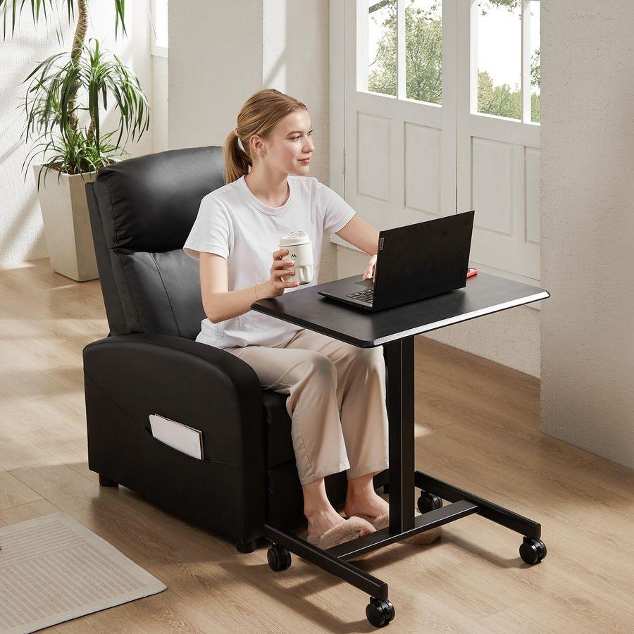 Small Mobile Rolling Standing Desk - Overbed Table, Teacher Podium with Wheels, Adjustable Work Table, Rolling Desk Laptop