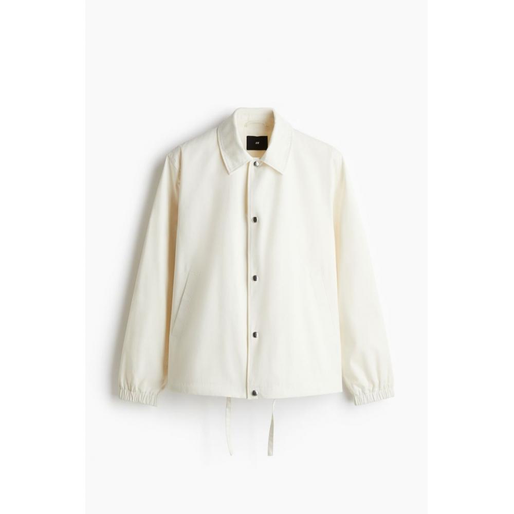 H M Regular Fit Canvas coacH Jacket wHite