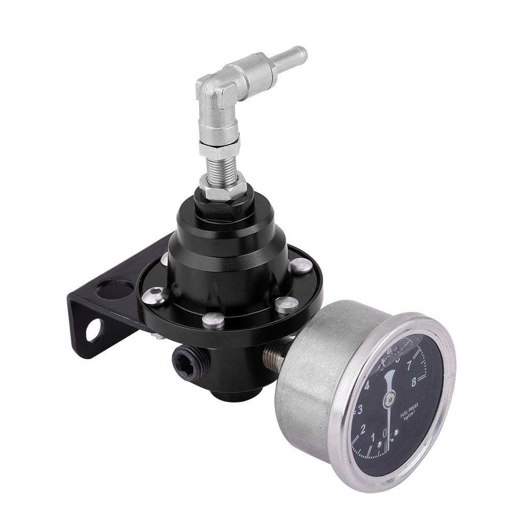 Universal Aluminum Car 160psi Adjustable 1: 1 Fuel Pressure Regulator Oil Gauge Kit (Black)