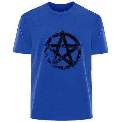 Retro Kreativer Pentagramm-Druck Sommer Hochwertiges Herren-T-Shirt aus 100 % Baumwolle Atmungsaktiv Street Casual Fashion Herren-Straßenkleidung