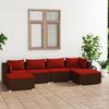 Vidaxl 6-Cz. Garden Lounge Set, Cushions, PE Rattan, Brown