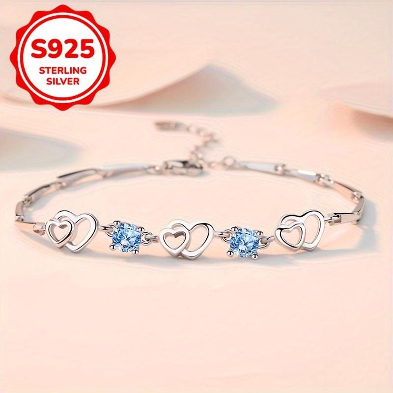 Elegant 925 Sterling Silver Bracelet with Synthetic Zircon Suitable for Women's Bohemian Sexy Style