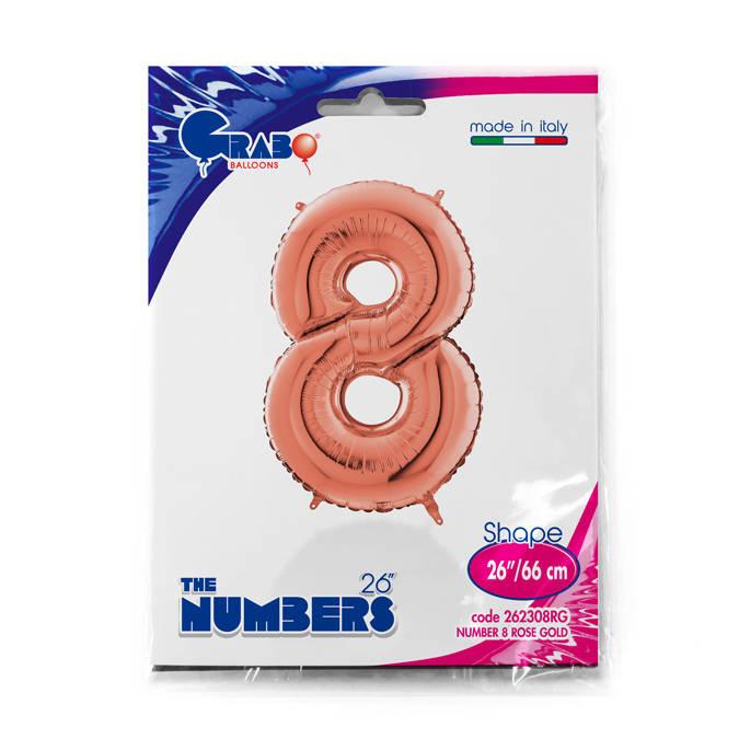 Foil Balloon Number 8 Rose Gold - 66 Grabo
