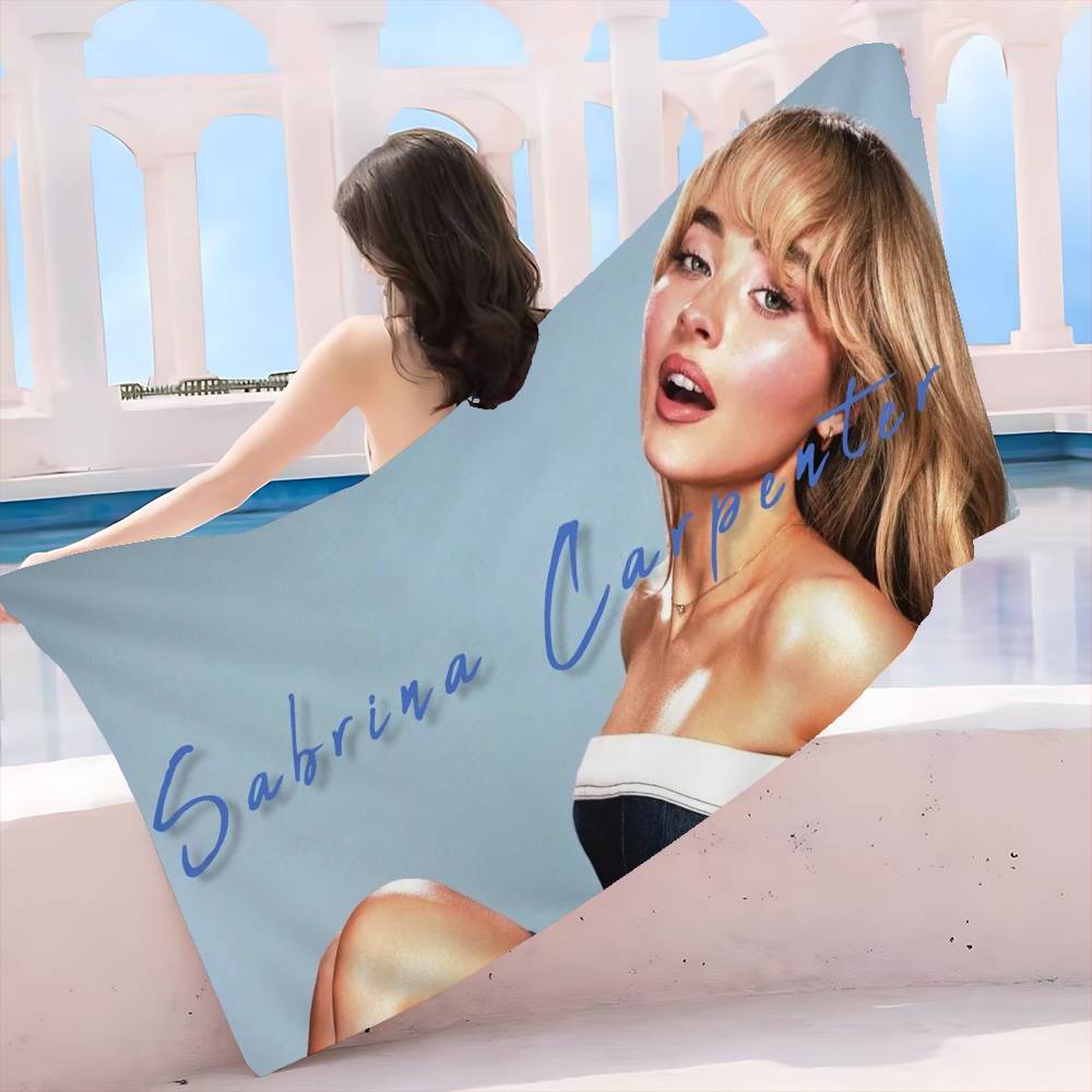 Singer S-Sabrina C-Carpenter Anime Beach Swimming Towel Soft Absorbent Washcloth Children's Gifts for Kids Travel Camping Gym