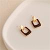 FTCY Vintage Brown Hollow Square Drop Earrings for Women Wedding Party Geometry Metal Earrings Trend Classic Women's Zircon