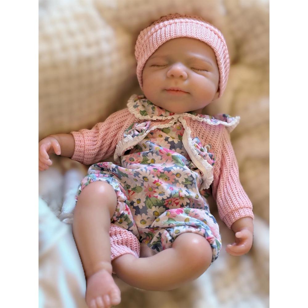 Bocca Aperta 33cm Pascale Bambola Bambina Reborn in Silicone a Corpo Intero con Pelle Dipinta Lavabile Morbida al Tatto Bambina Reborn Bambola in Silicone