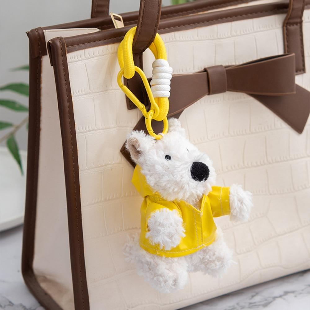 Cartoon Animal Plush Puppy Doll Keychain Anti-lost Car Hanging Pendant  Kids Birthday Gift