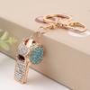 Keychain Alloy Electroplated Whistle Shape Key Chain with Dazzling Colorful Rhinestones Lobster Clasp Key Ring Backpack
