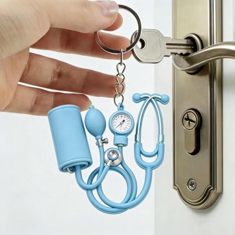 Stethoscope Keychain Mini 2D Flat Cute Shape Medical Themed Nurse Bag Charm Exquisite Souvenir Gift for Hospital Workers