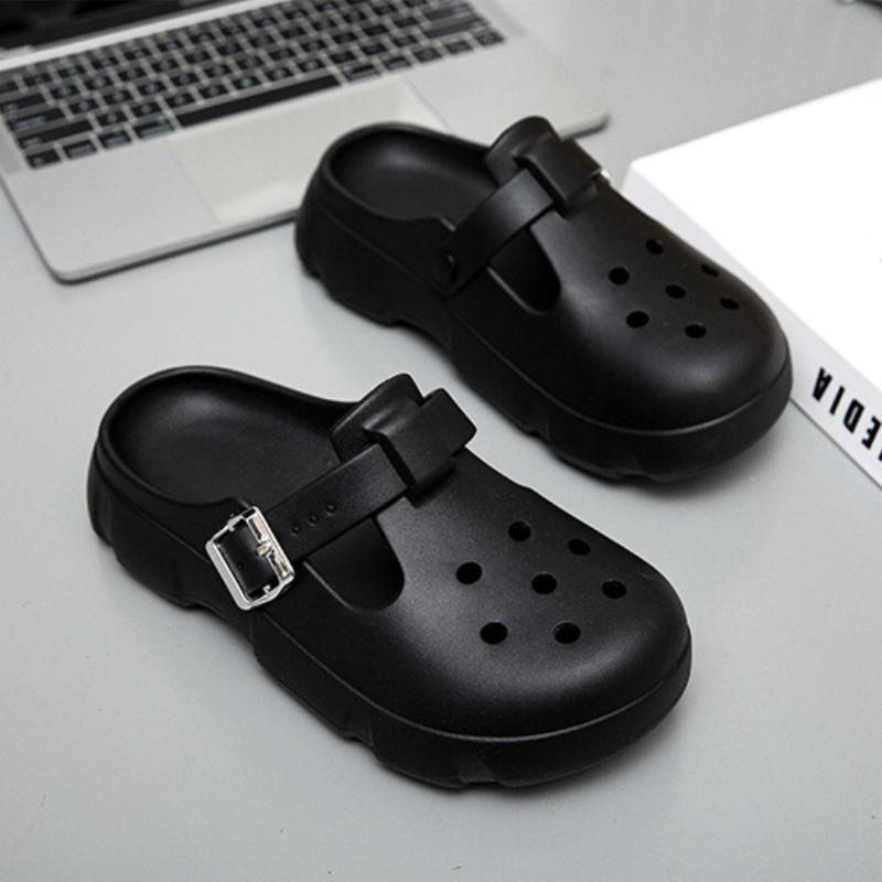 

Women Shoes 2025 Summer new Platform Height Increase Buckle Strap Mary Jane Shoes Outdoor Fashion Non Slip Beach Half Drag Shoes 39-40