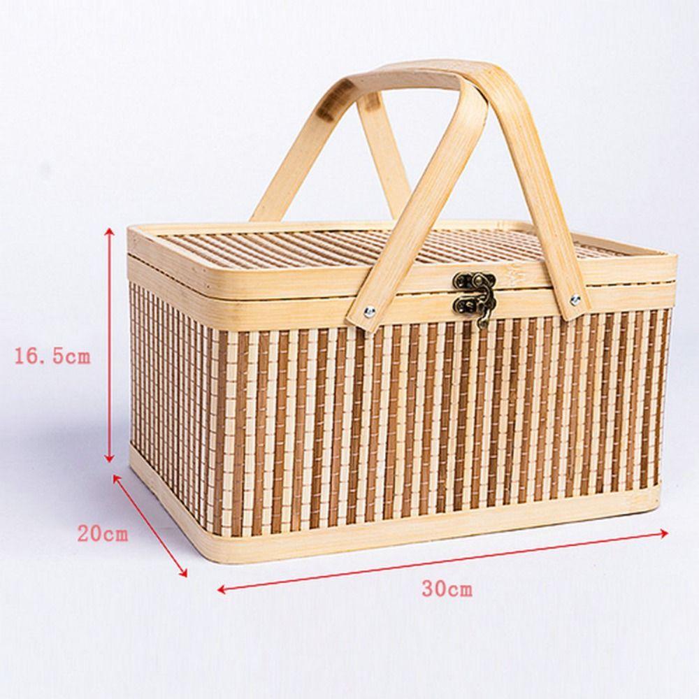 Vintage Bamboo Basket Chinese Style Bread Storage Basket Moon Cake Box  Mid-Autumn Festival
