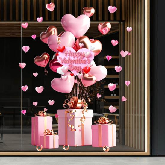 Naklejki Okienne na Walentynki Duże Czerwone Różowe Serca Naklejki na Okno Dwustronne Wielokrotnego Użytku Naklejki Dekoracyjne na Ślub Rocznicę Imprezę Drzwi Szklane Domu