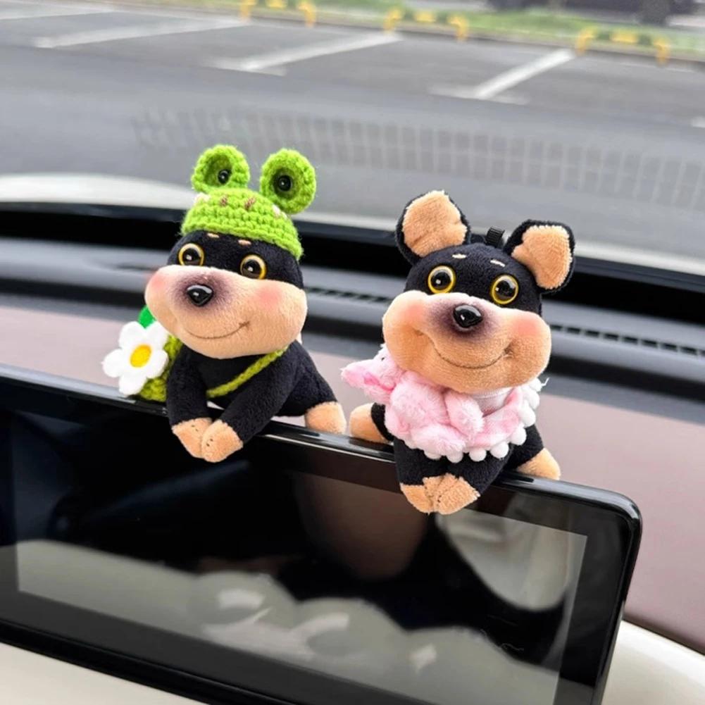 Car Dashboard Plush Bee Dog Ornaments Center Console Cute Doll Decoration Auto Accessories for Woman Girl Home Office Gifts
