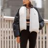 Li Ning Sports Lifestyle Series Color-Blocked Stand Collar Loose Short Down Jacket Women Outerwear Off-White Black AYMT368-1