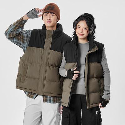 Dewu 2025 Winter Herren einfarbige Patchwork ärmellose Baumwolljacke