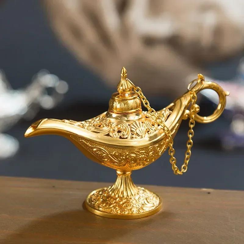 Household Retro Bronze Incense Burners European Metal Craft Wishing Lamp Aromatherapy Stove Old Plating Home Decoration Gifts