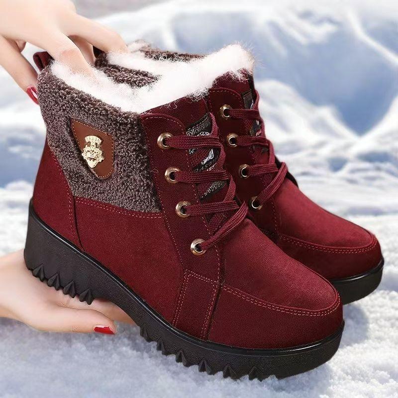 Fashion Women's Winter Low Heels Snow Boots With Fur Warm Winter Shoes Woman Ankle Booties Botas Mujer Platform Ladies Footwear Female