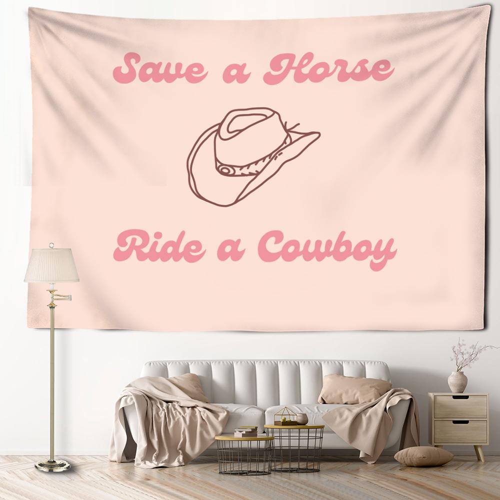 Orange Hut Buchstaben Wandteppich Wandbehang Einfache Kunst Hippie Tapiz Mysteriöse Ästhetik Zimmer Heimdekor