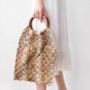 New Round Handle Wax Rope Hand-woven Bag Handbag Hollowed-out Straw Woven Beach Bucket