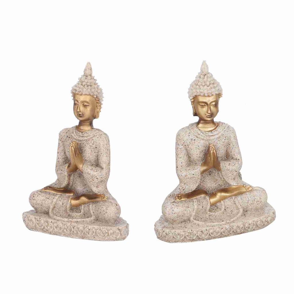 Meditating Seated Buddha Statue Carving Figurine Craft for Home Decoration Ornament (A Gold)