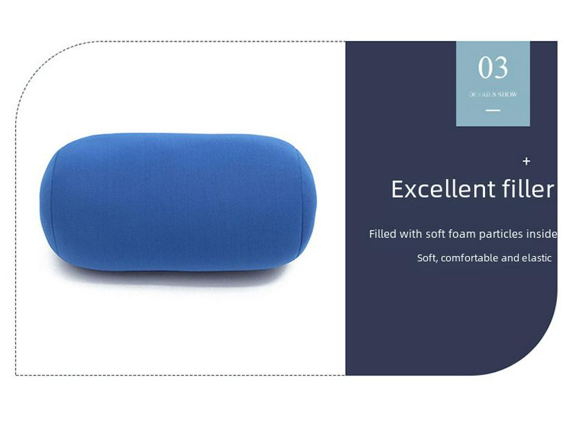 Pernă cilindrică cu particule de spumă - Suport pentru gât și talie de culoare solidă pentru utilizare la birou și somn