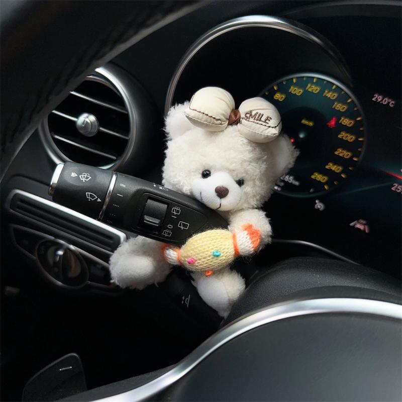 Car Interior Decoration Ornaments Cute Car Mounted Gear Guard Decoration Cartoon Panda Doll Turn Signal Wiper Decoration